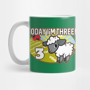 Kid's 3rd Birthday T-Shirt Today I'm Three! Cute Lamb Sheep Mug